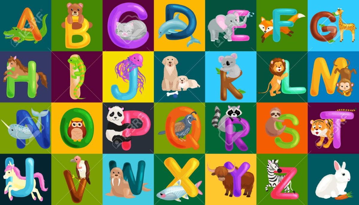 Английский алфавит мультяшный