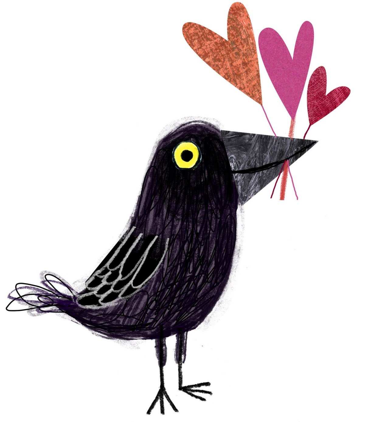 Рисунок вороны для детей