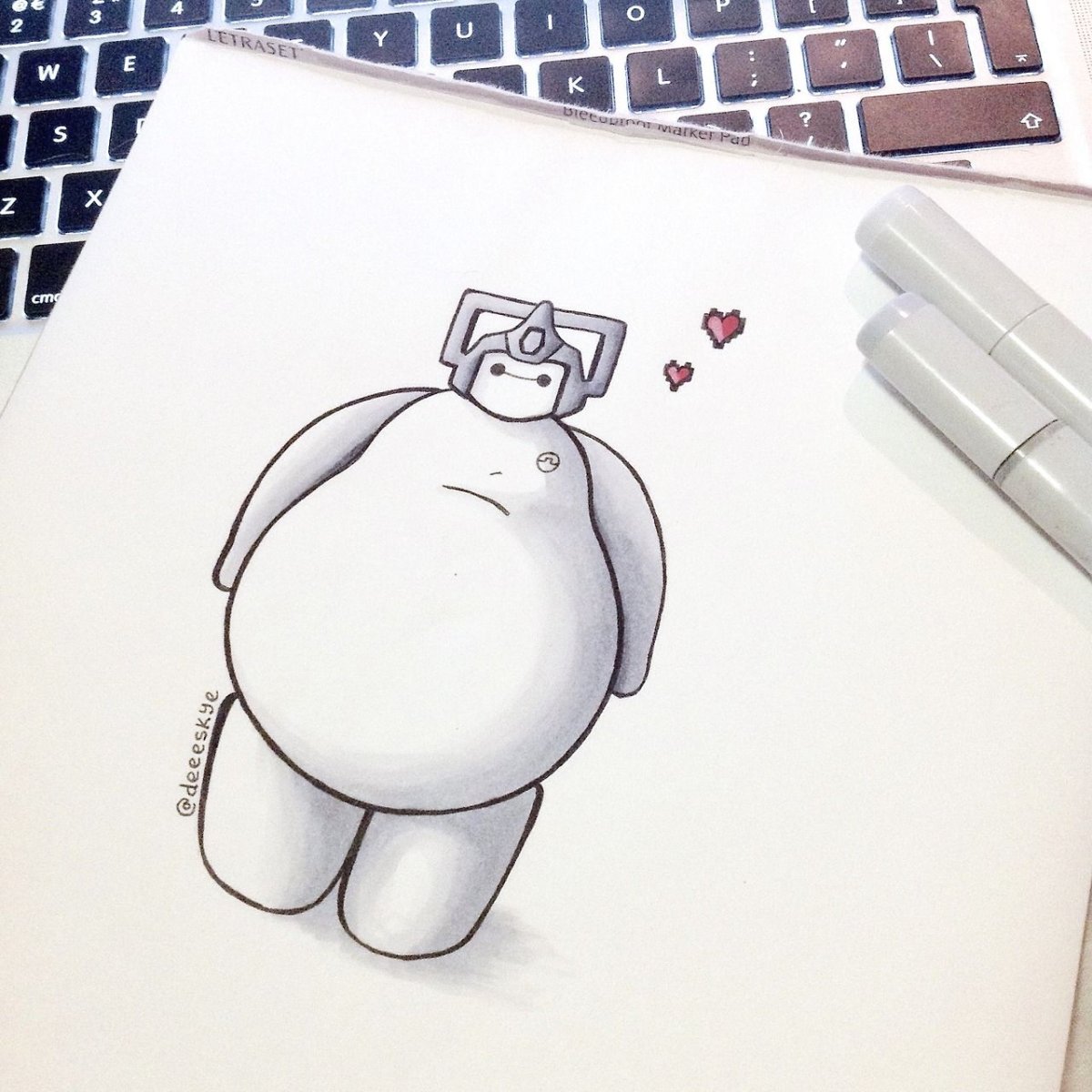 Беймакс рисунок в скетчбук