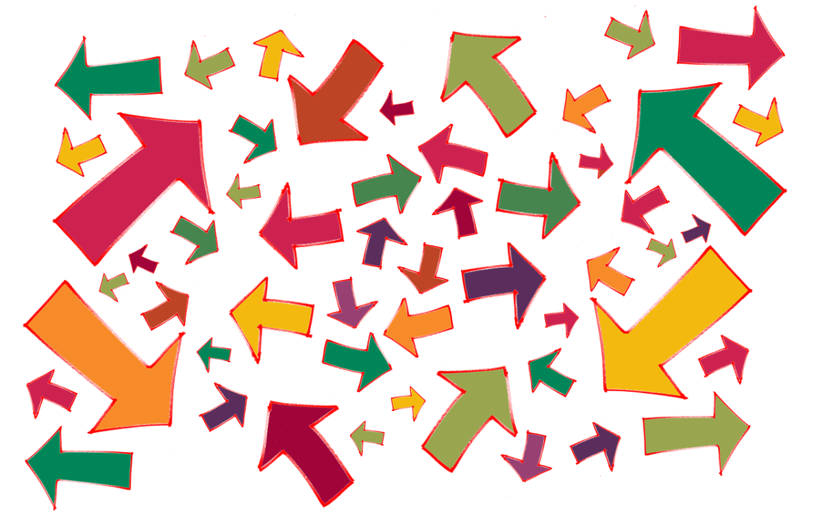 Стрелки в разные стороны