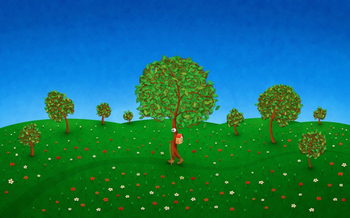 Дети в яблоневом саду