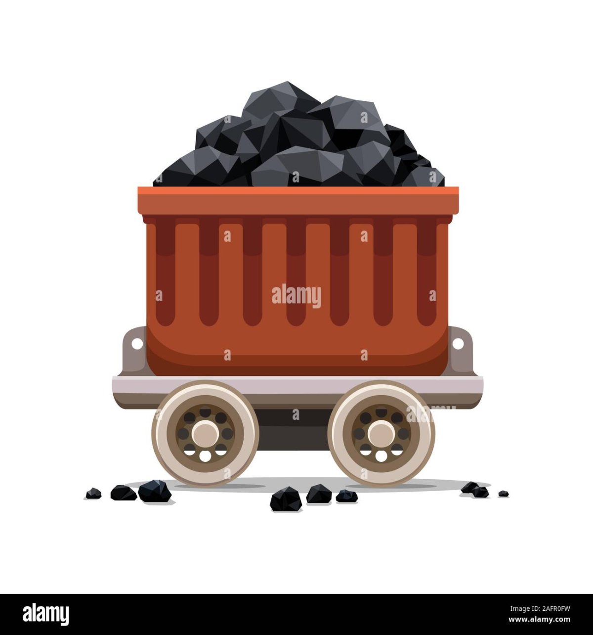 Вагон с углем на белом фоне