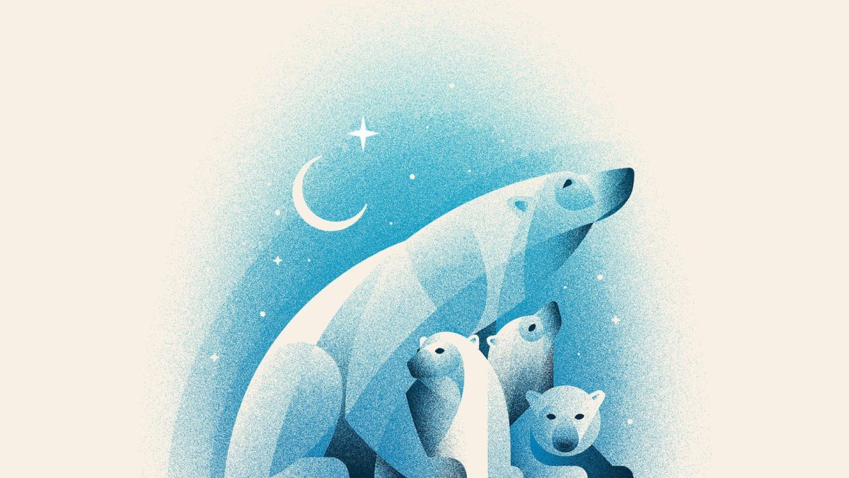 Семья белых медведей вектор