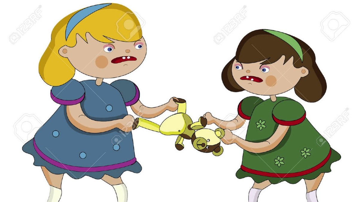 Иллюстрация дети не поделили игрушку