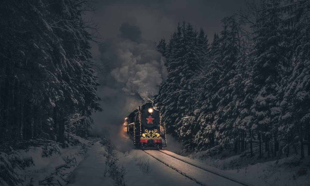 Паровоз Рускеальский экспресс зима
