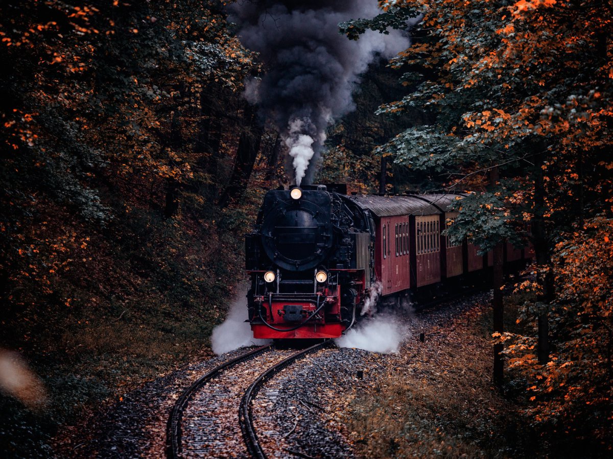 Паровоз осенью