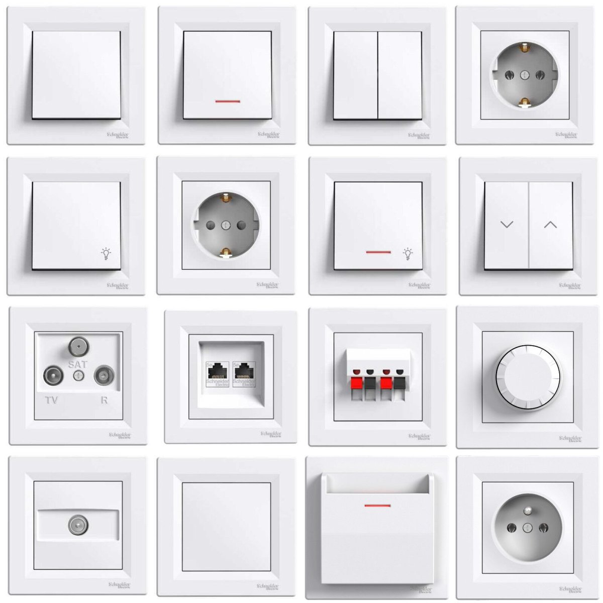 Розетки с 4 рамкой Шнейдер