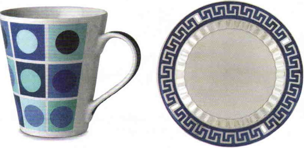 Набор посуды с орнаментом и узорами