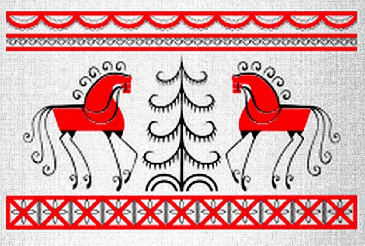 Мезенская роспись элементы росписи конь