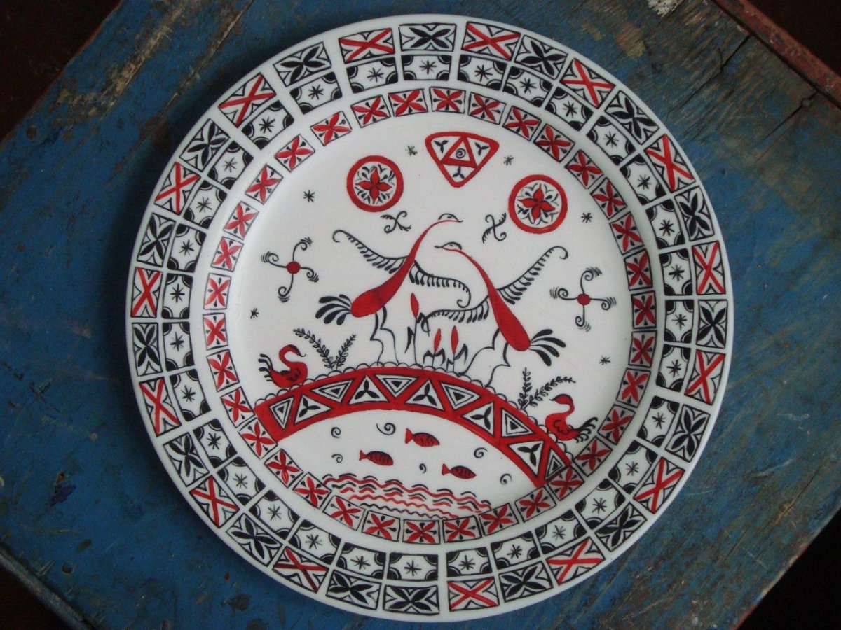 Мезенская роспись тарелка