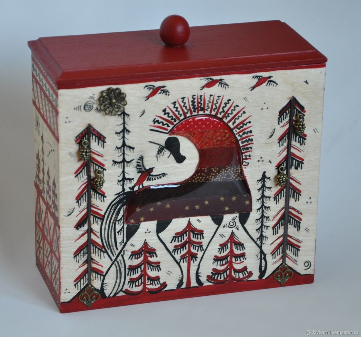 Красный конь в мезенской росписи