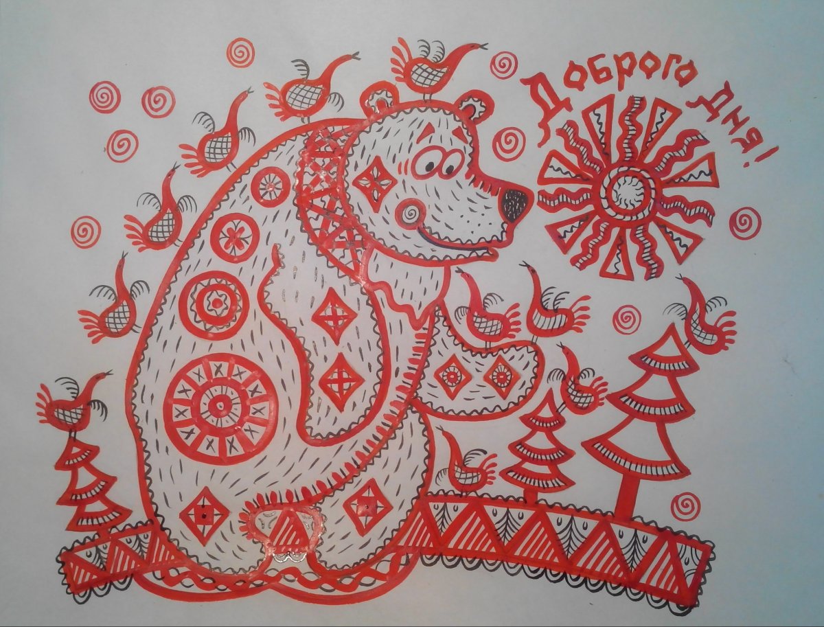 Иллюстрации в стиле мезенской росписи