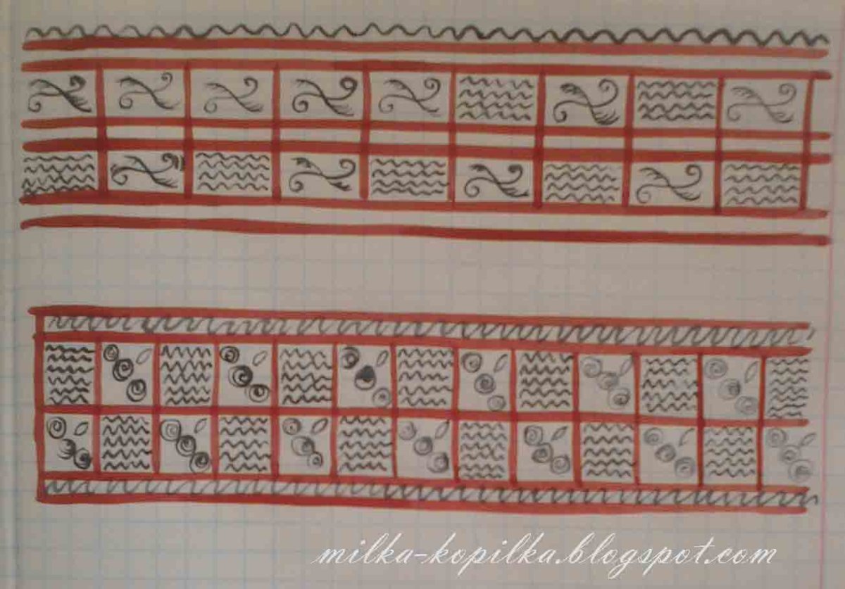 Для срисовки конь Мезенский черно белый роспись на листке рисунок