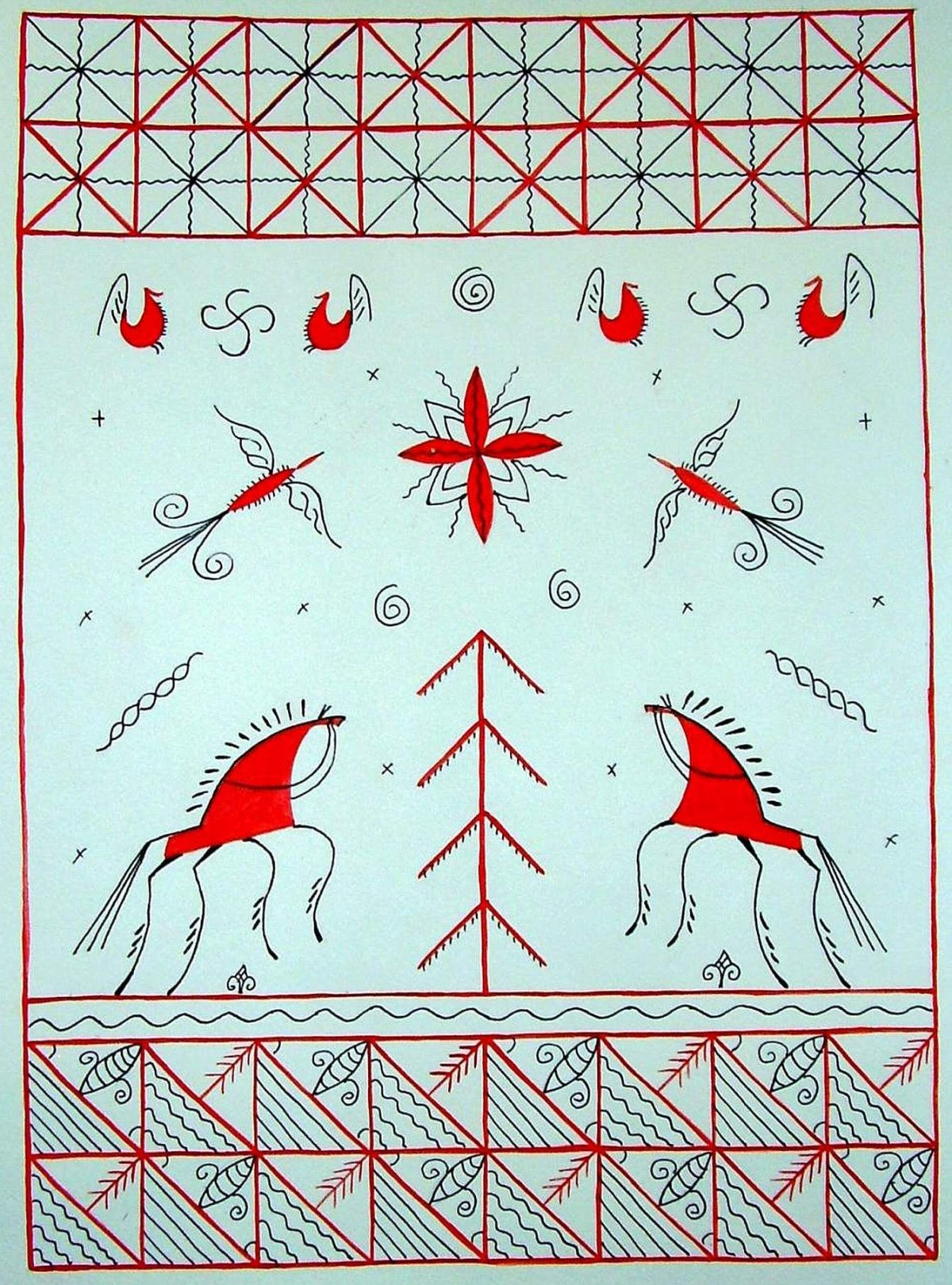 Мезенская роспись Древо жизни