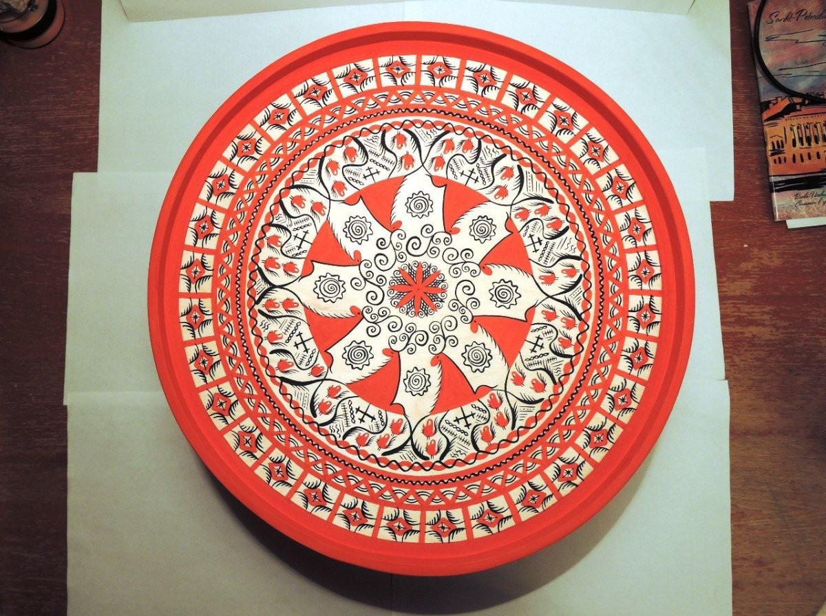 Роспись тарелок Мезенская роспись