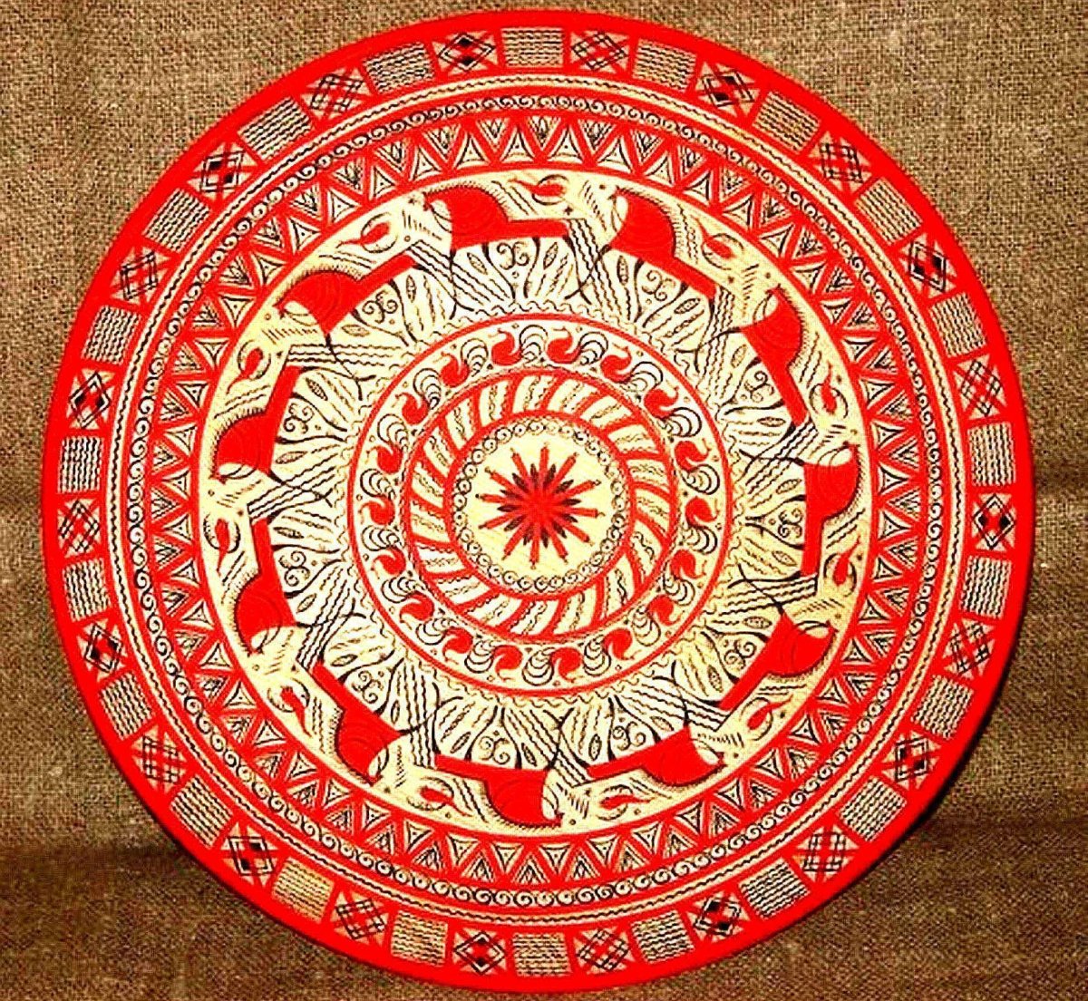 Пижемская роспись орнамент в круге