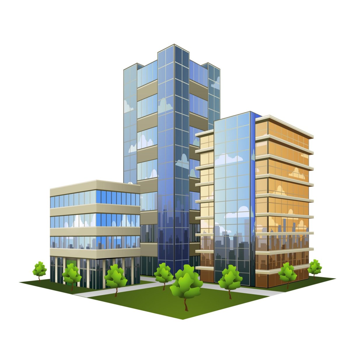 Здание на белом фоне