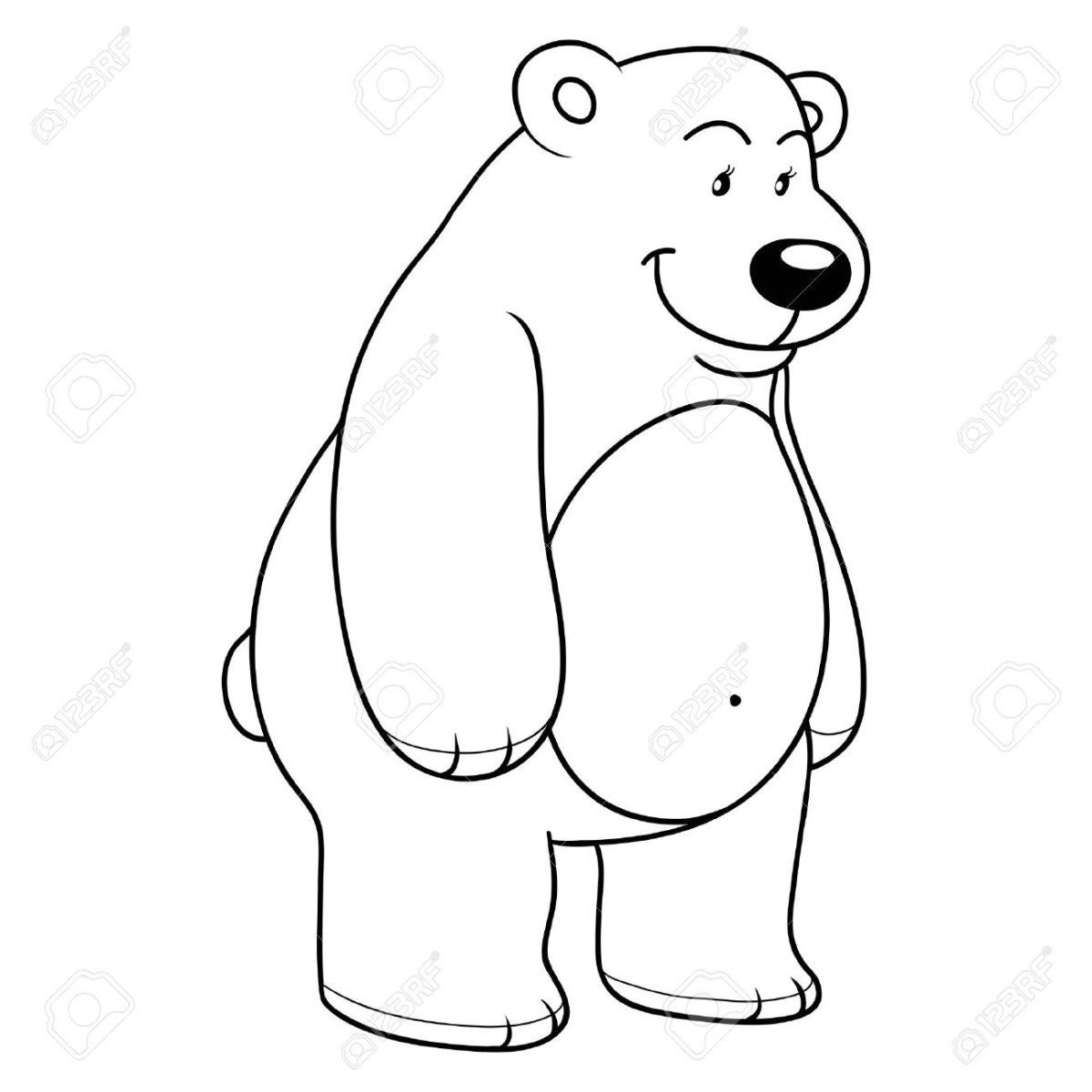 Контур медведя для раскрашивания