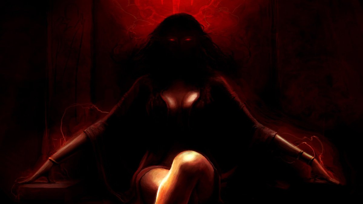 Красная улыбка на черном фоне