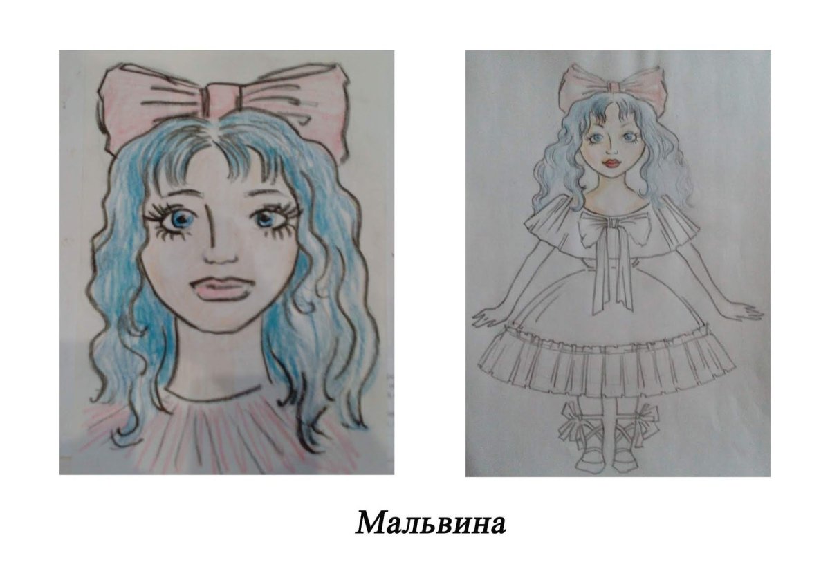 Поэтапное рисование Мальвины