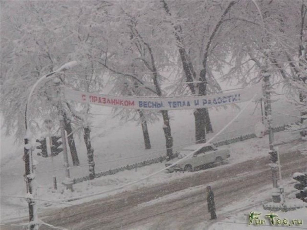 Про снег в апреле смешные