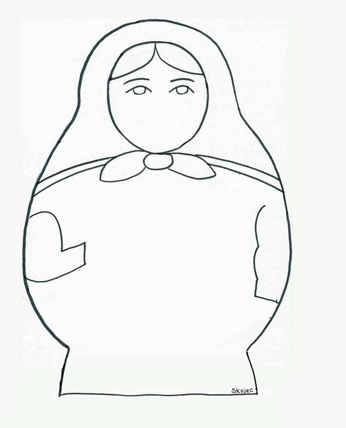 Матрешка для печати черно белые