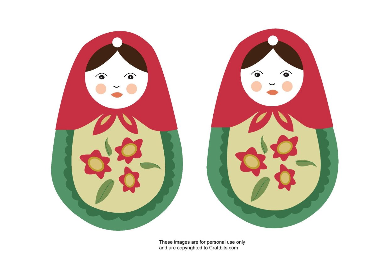 Плоскостные матрешки разного размера