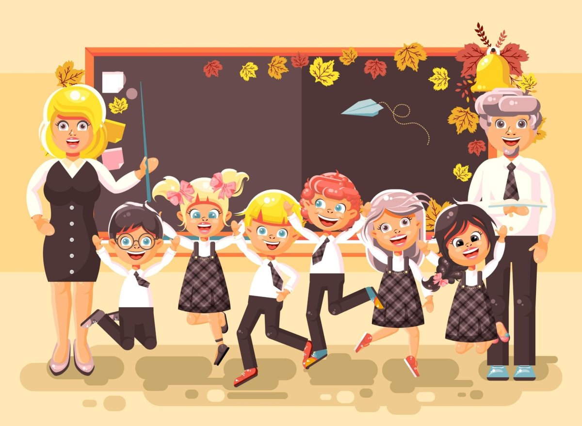 Дети в классе вектор