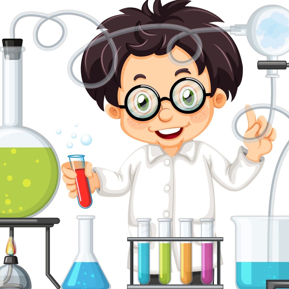 Ученый Химик на белом фоне