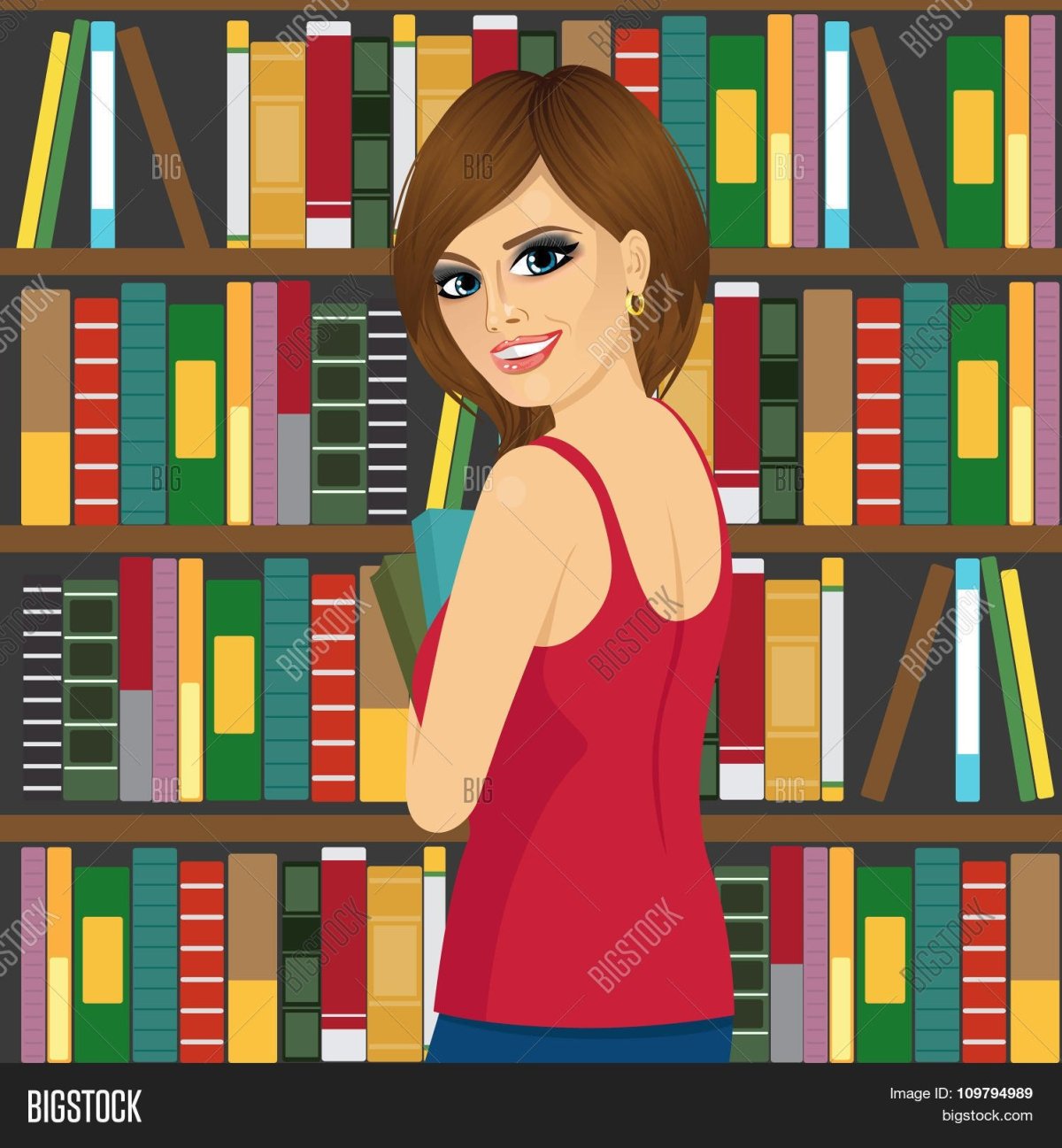 Мальчик в библиотеке иллюстрация