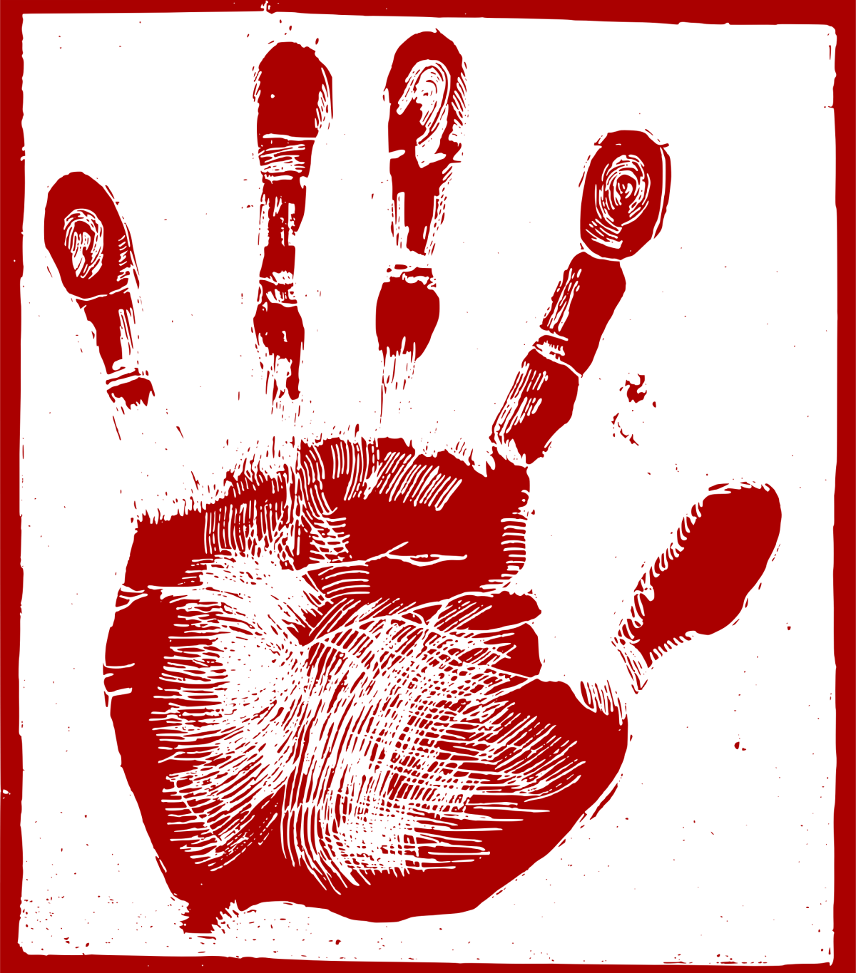 Отпечаток ладони на черном фоне