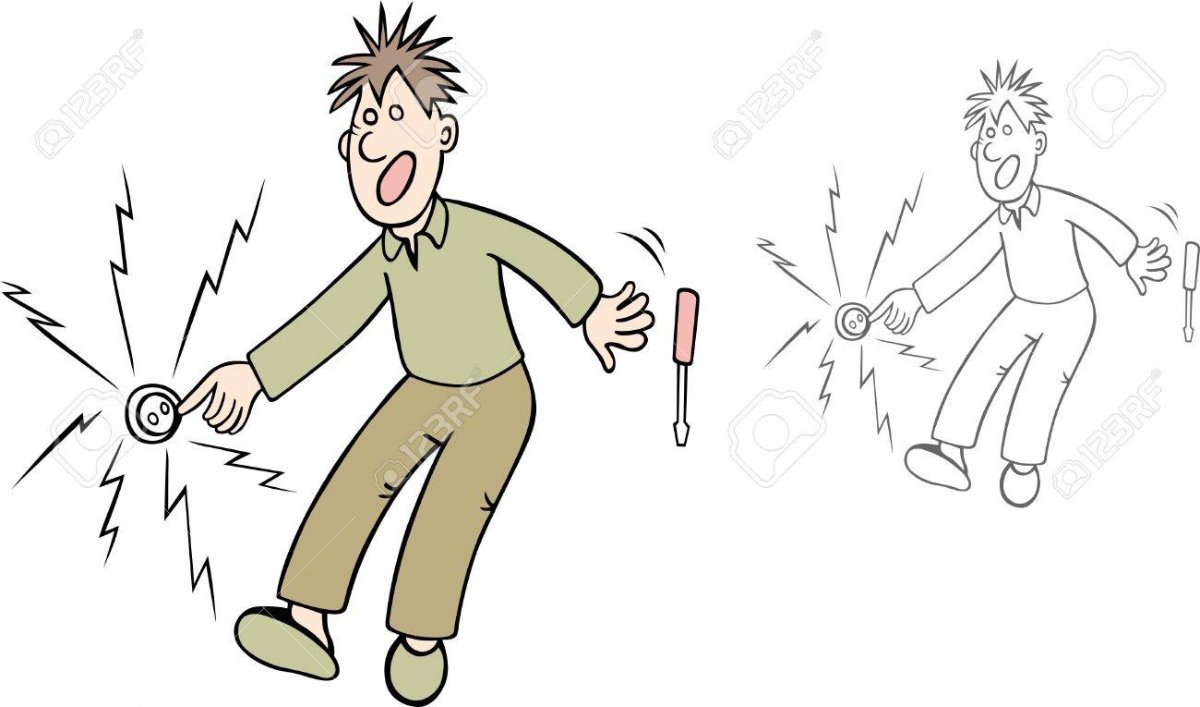Человека ударило током рисунок