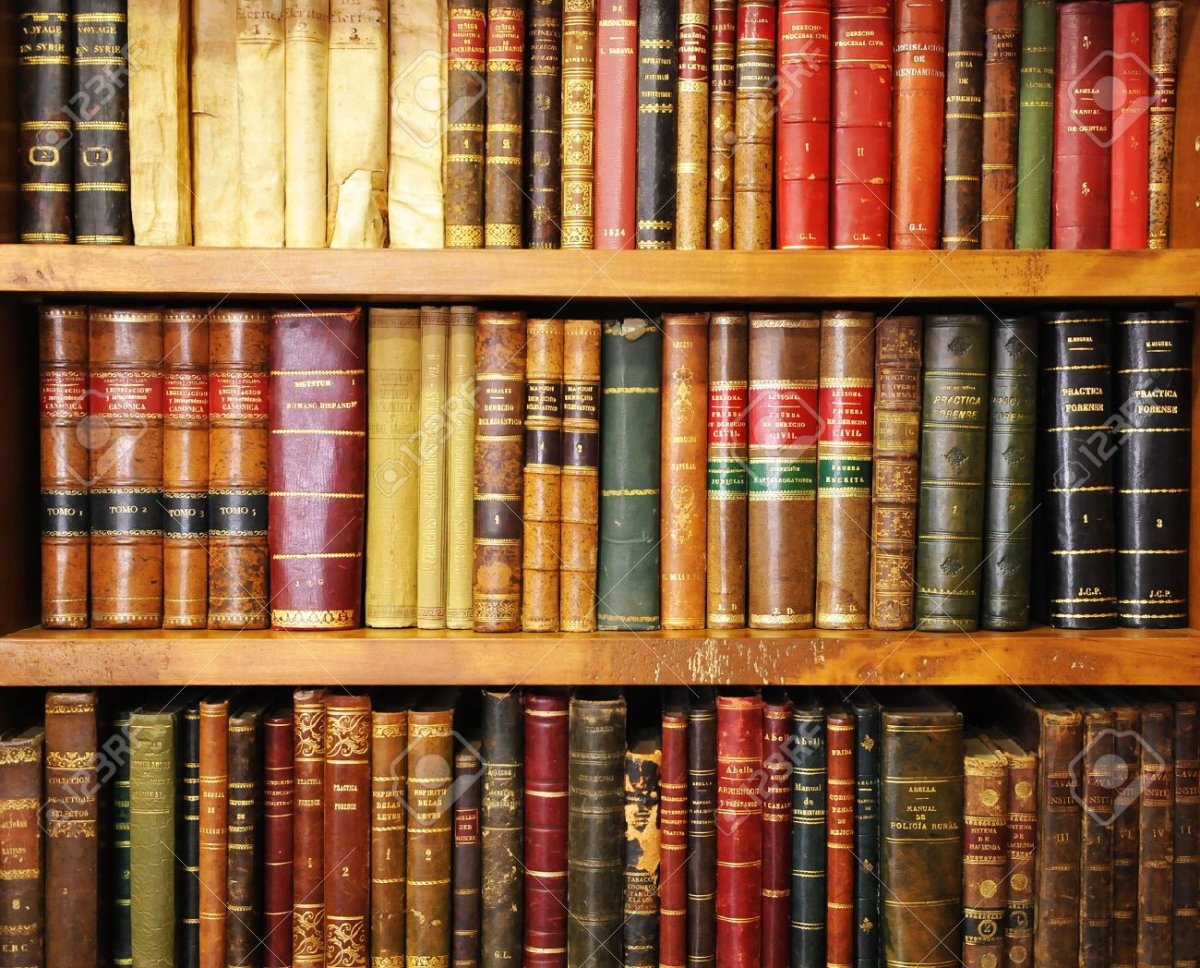 Энциклопедия на фоне книжной полки