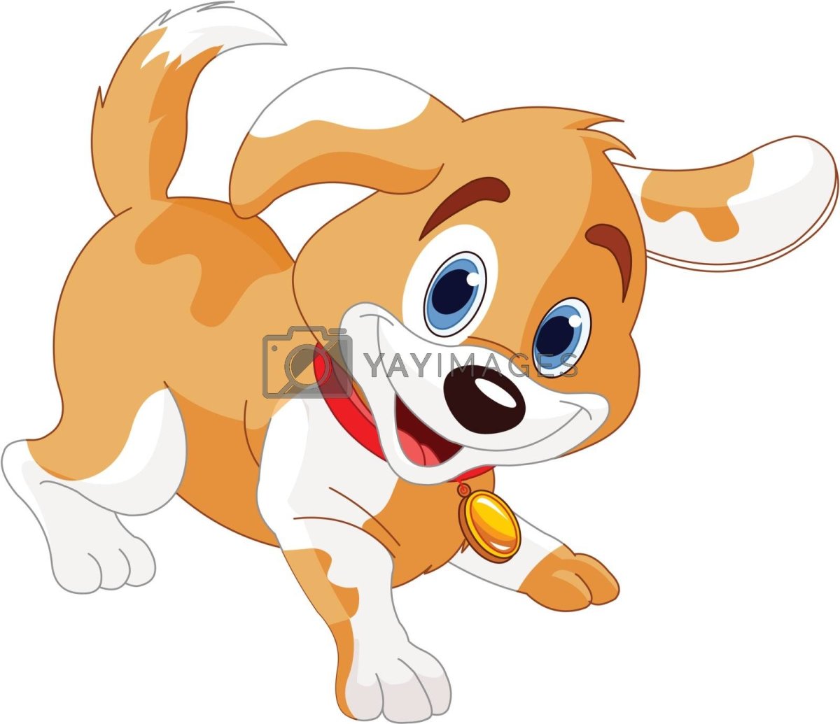 Щенок бежит мультяшный