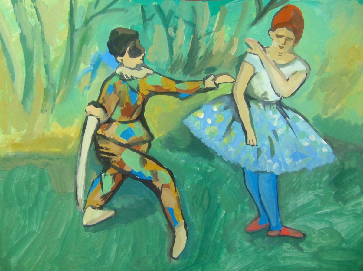 Гончарова художница картины Арлекин и Коломбина