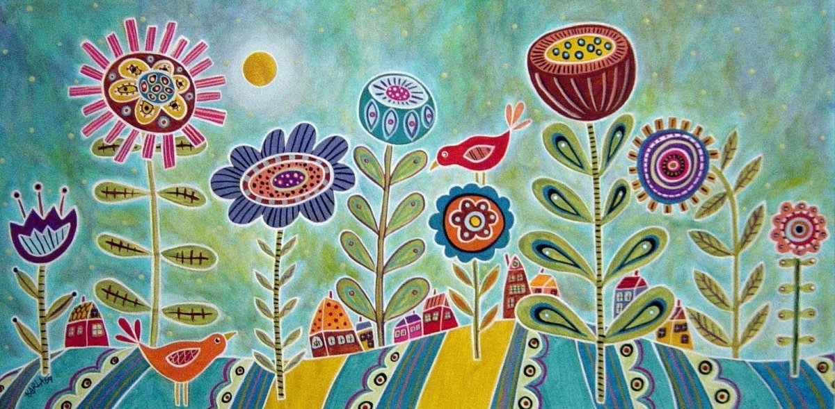 Фантастические цветы рисование