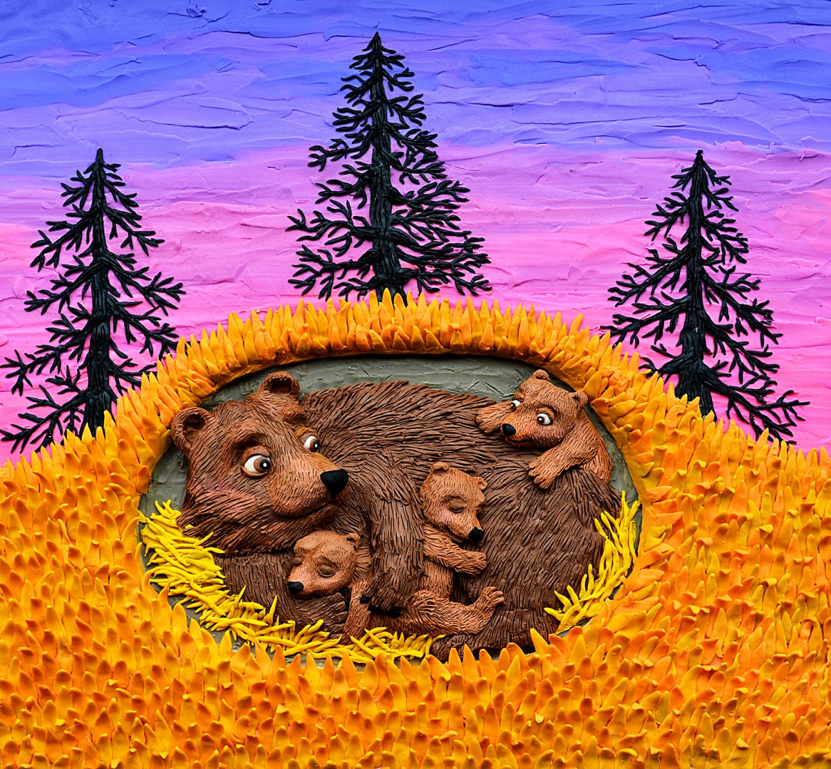 Мишка в берлоге раскраска