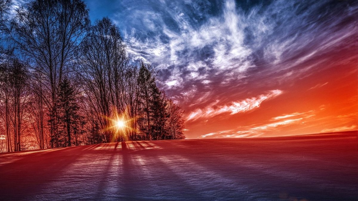 Красивый закат зимой