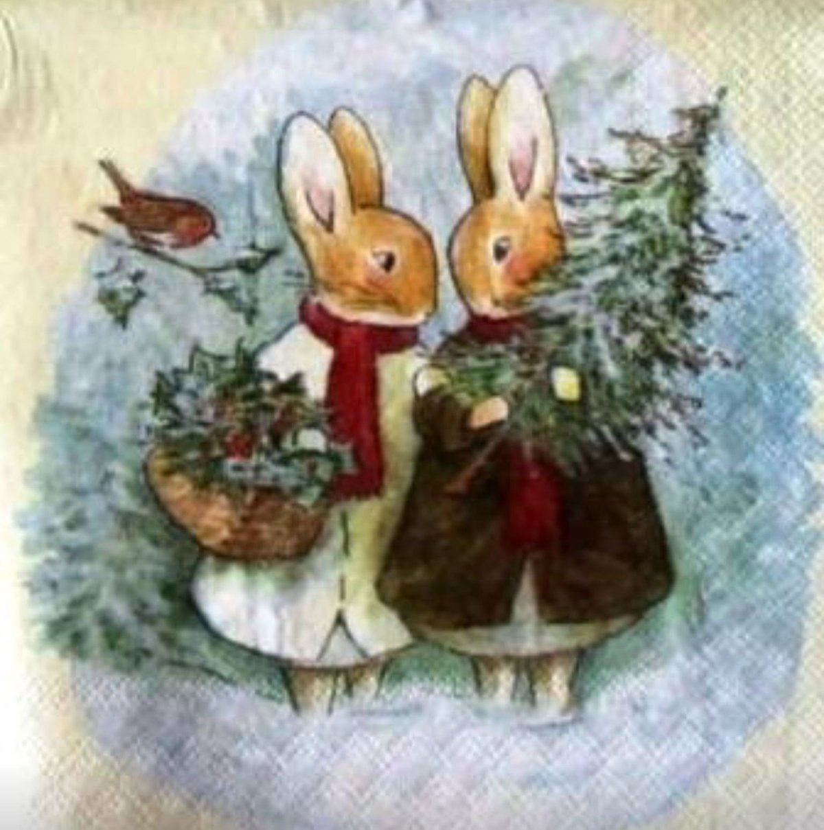 Новогодний кролик акварель