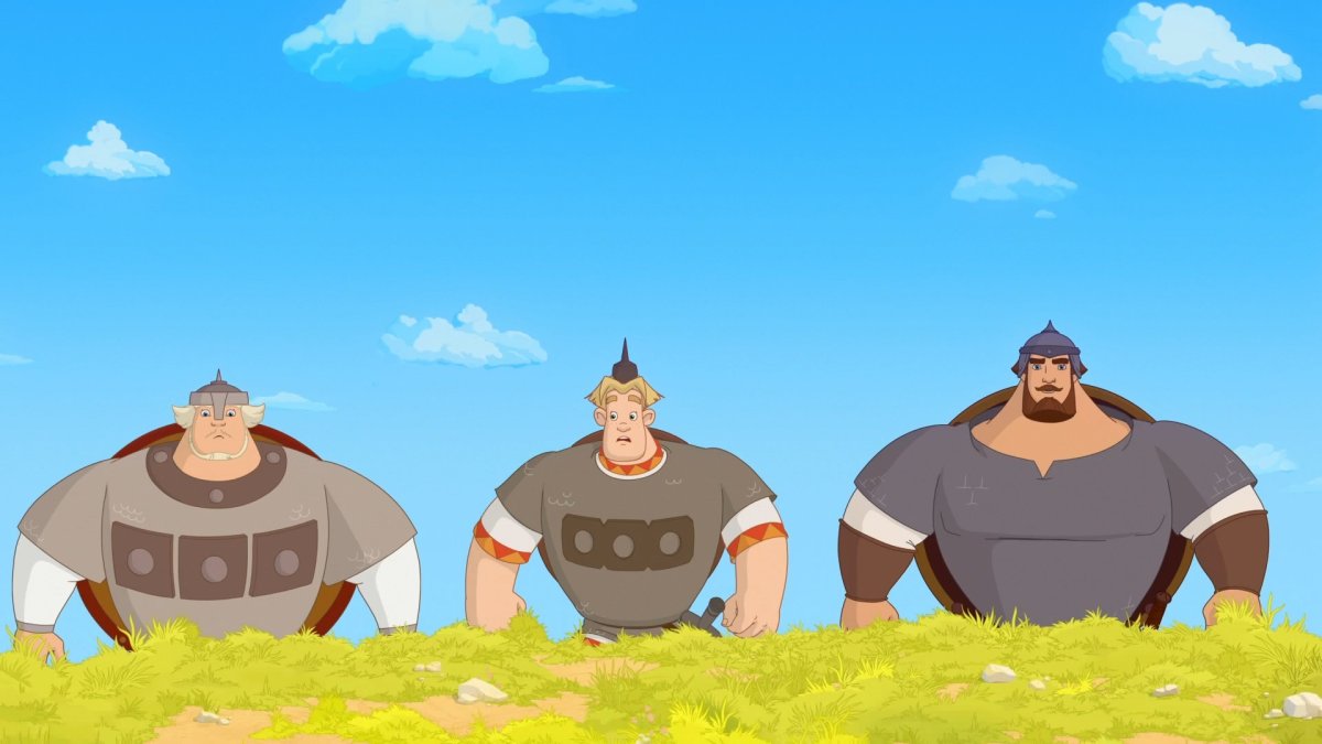 Добрыня Никитич на коне на белом фоне