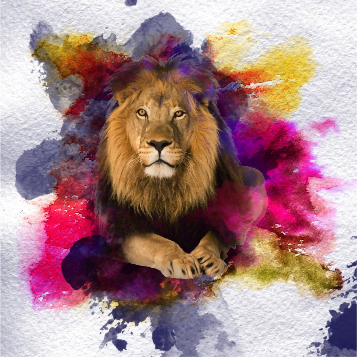 Рычащий Лев на черном фоне