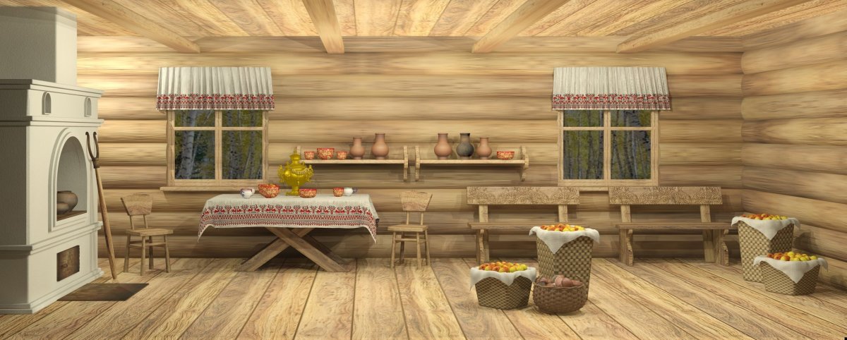 Фон русская изба