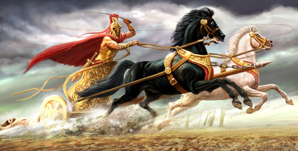 Лошадь телега наездник