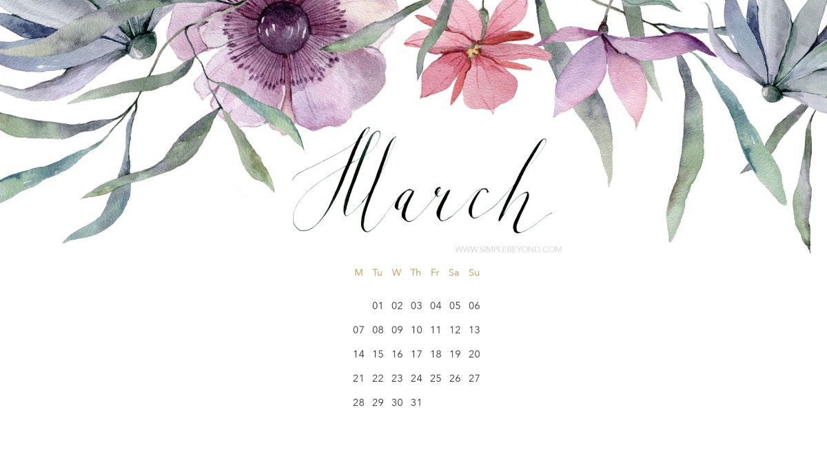 Обои календарь март