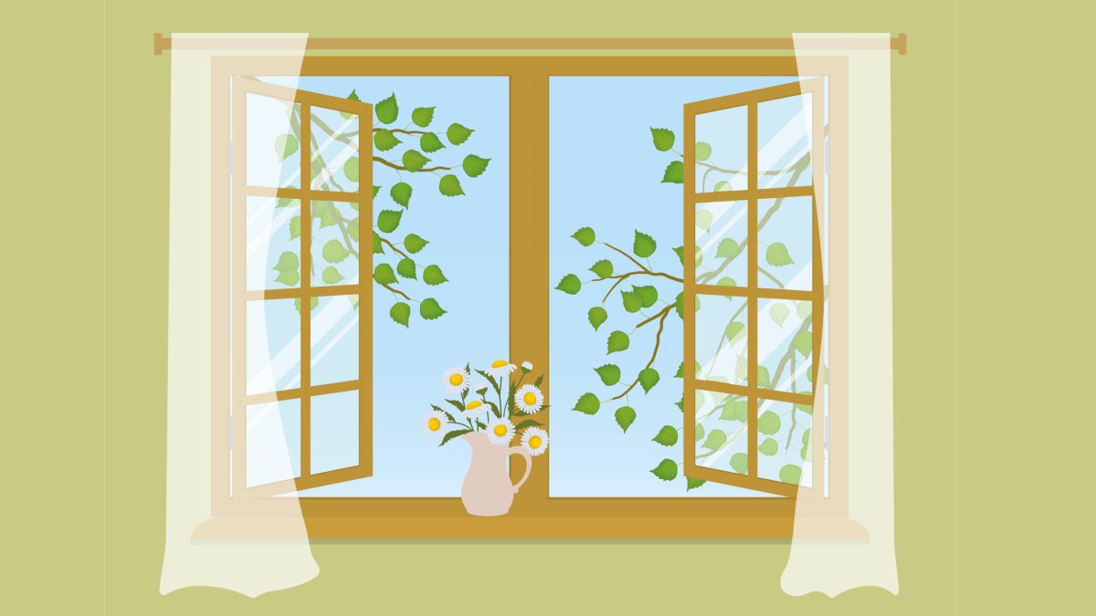 Окно со шторами для детей