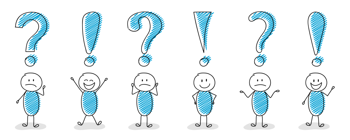 Знак вопроса и восклицания мультяшные