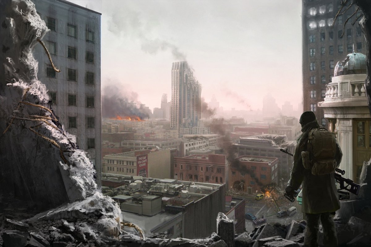 Человек в разрушенном городе