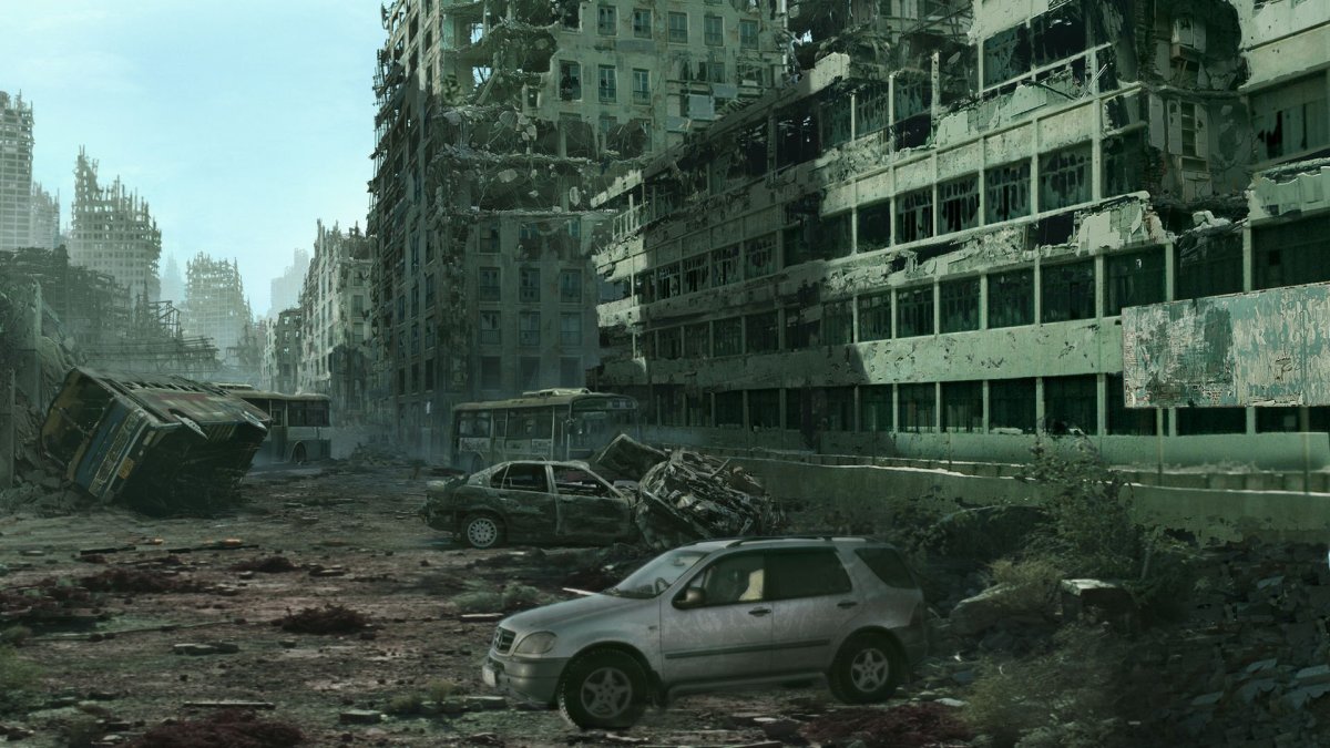 Разрушенный город зомби апокалипсис