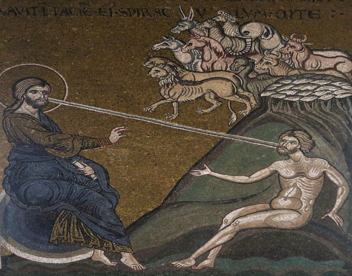 Сотворение мира мозаика Монреале день творения