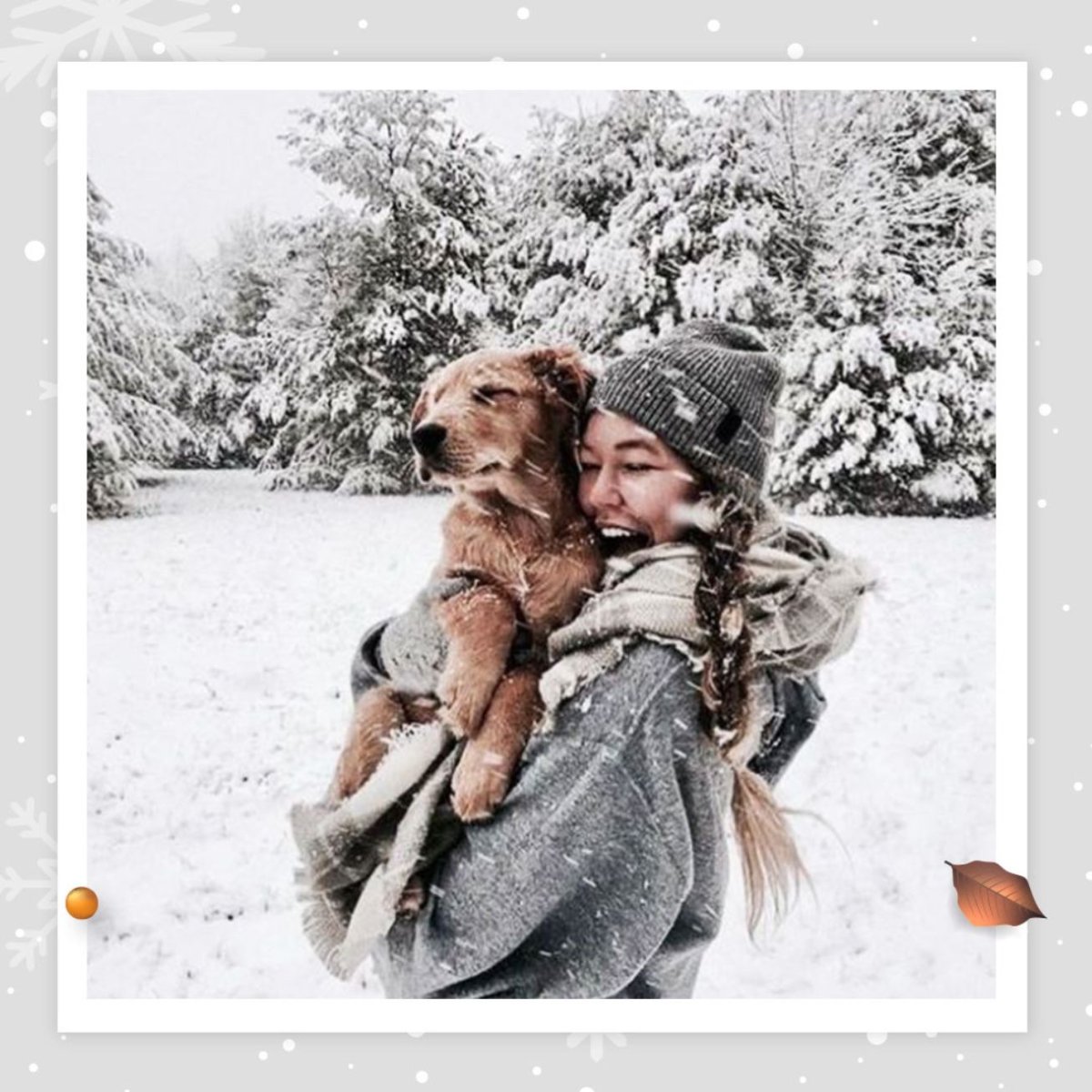 Девушка с собакой зимой